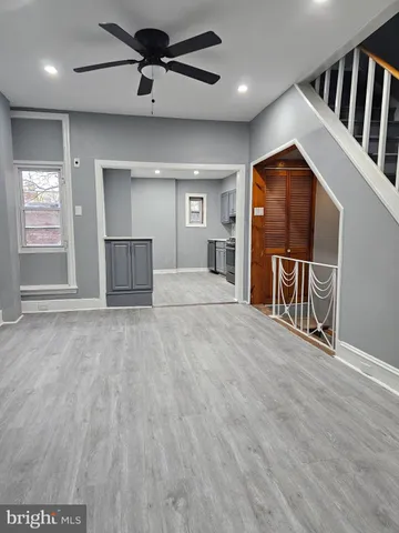 a view of a livingroom with a staircase