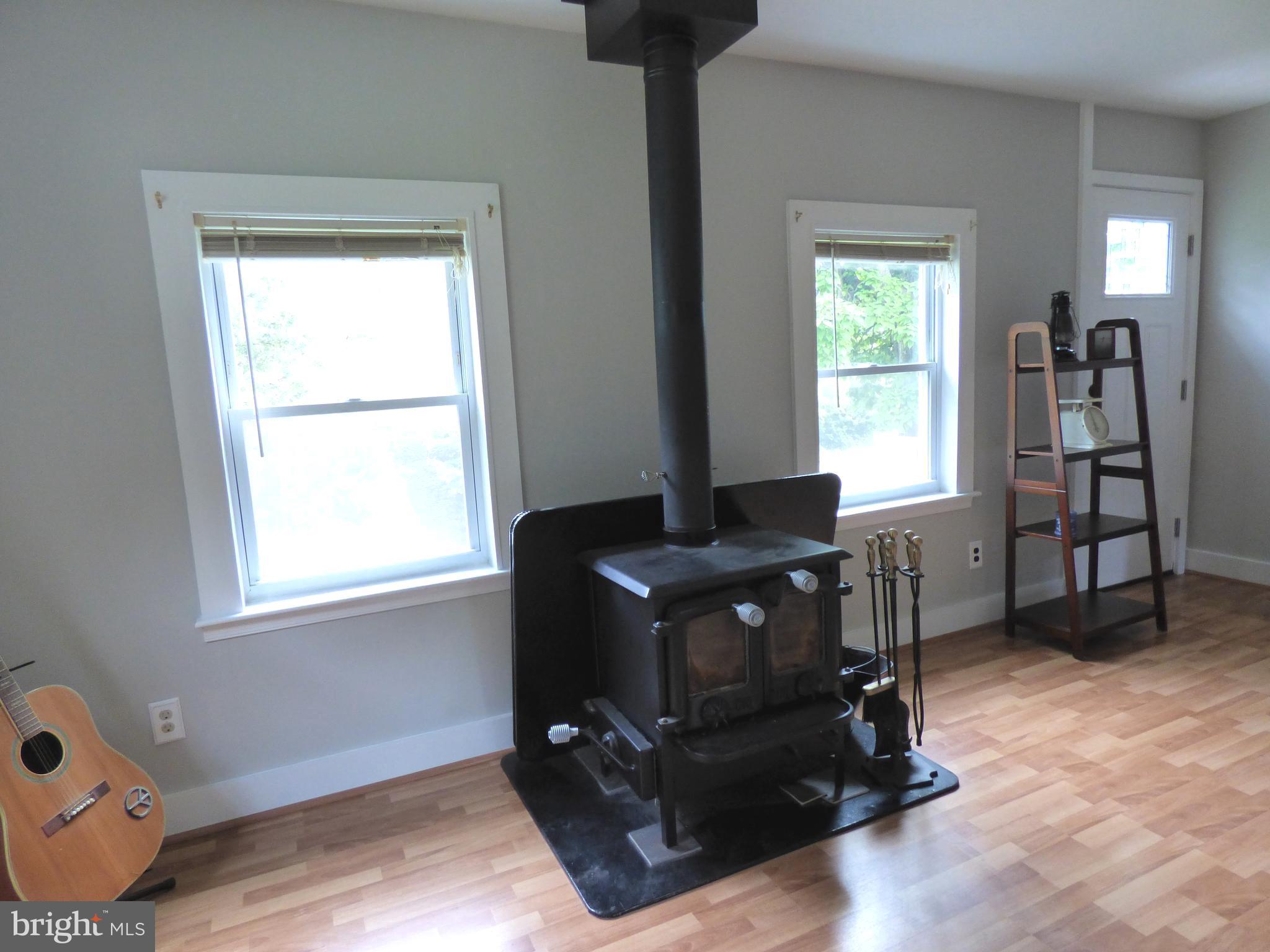 Family Room with wood stove
