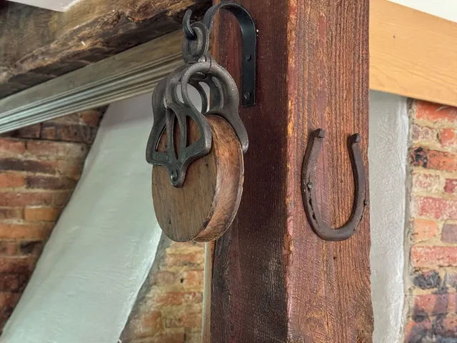 a view of a wooden door