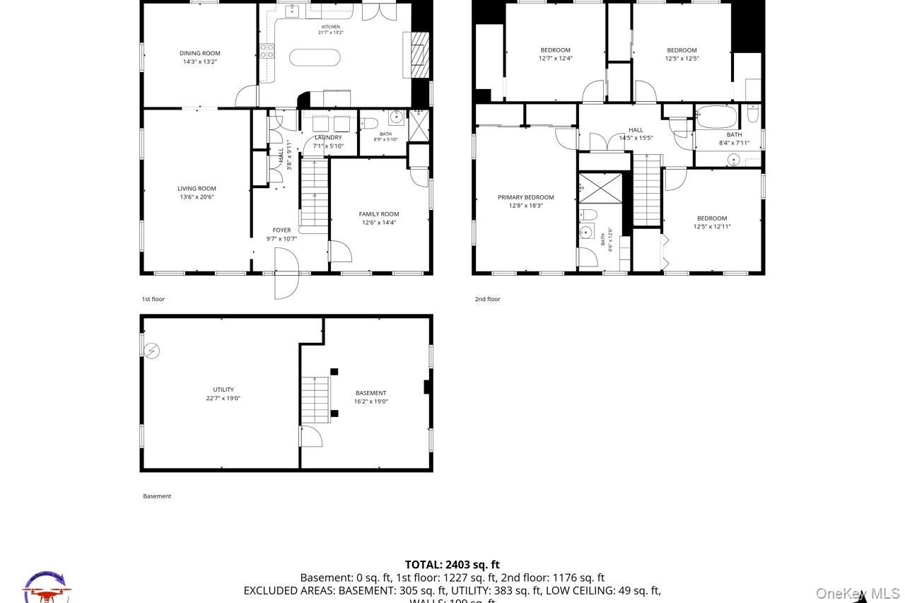 185 Taylor Road Mountainville, NY 10953 - Photo 47 of 47 Complete floor plan, measured at 2,403 sq. ft.