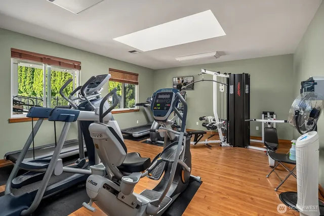 a view of a room with gym equipment