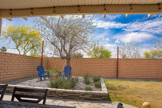 a view of a bench in the terrace