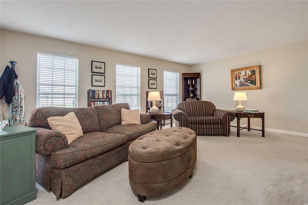 Spacious Living Room with Neutral Carpet and Walls