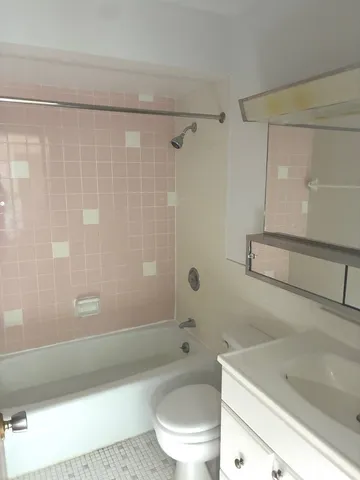a bathroom with a shower a toilet and a bathtub