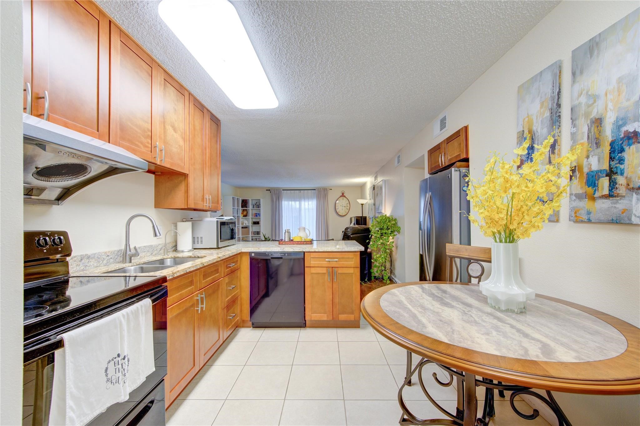 1901 South Voss Road, Unit 4 Houston, TX 77057 - Photo 6 of 26 a kitchen with stainless steel appliances granite countertop a sink and cabinets