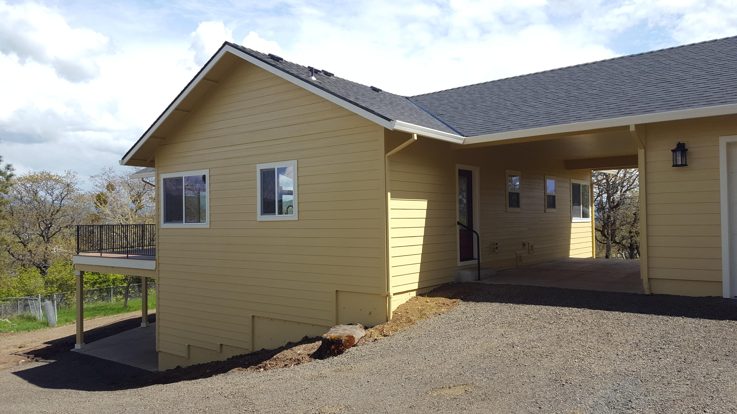 Attached garage on right