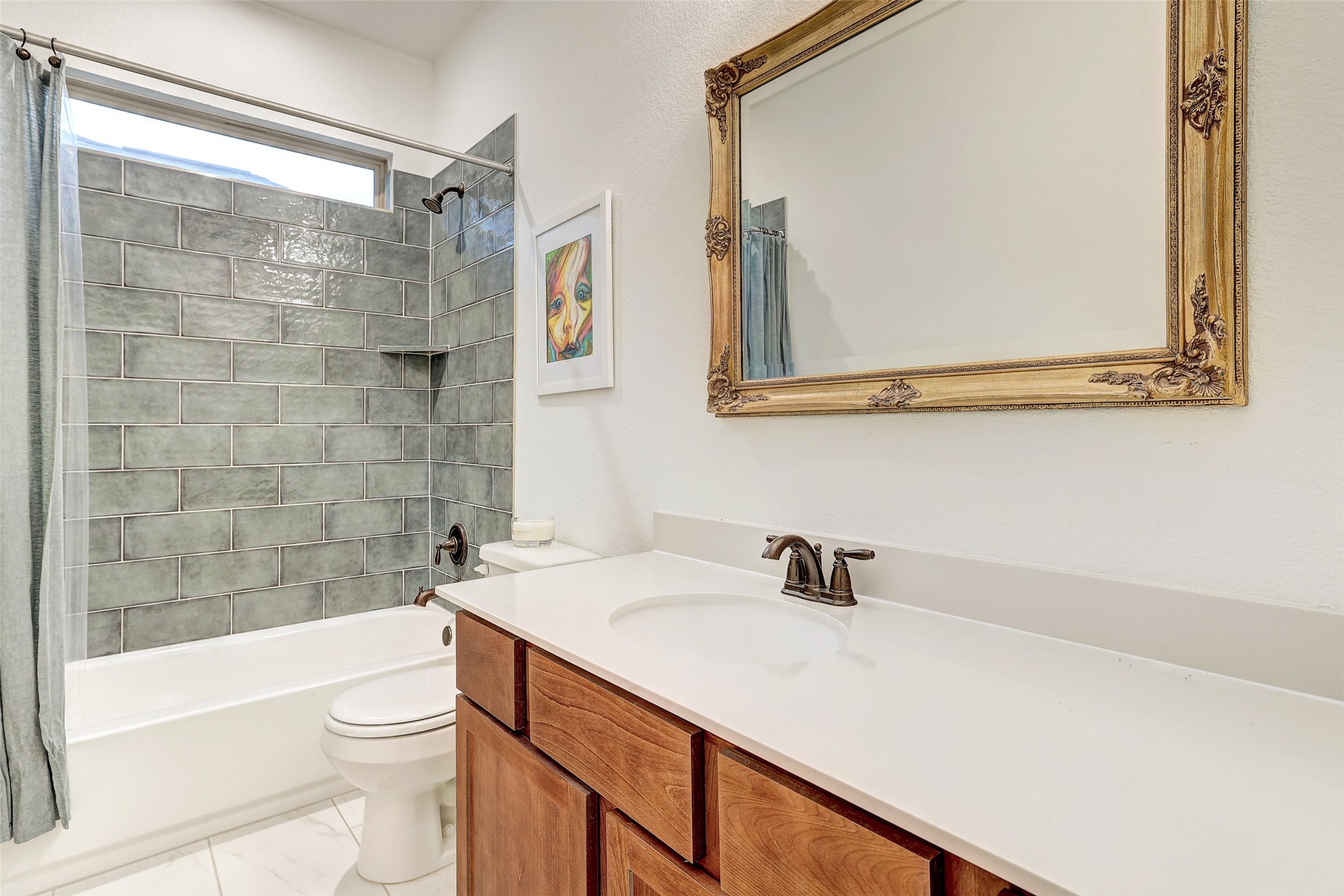 1117 Spring Gulch Lane Georgetown, TX 78628 - Photo 30 of 39 Modern bath features sleek vanity and subway tile shower for comfortable daily routines.