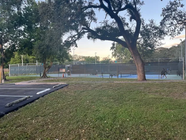 a view of a bench in a yard
