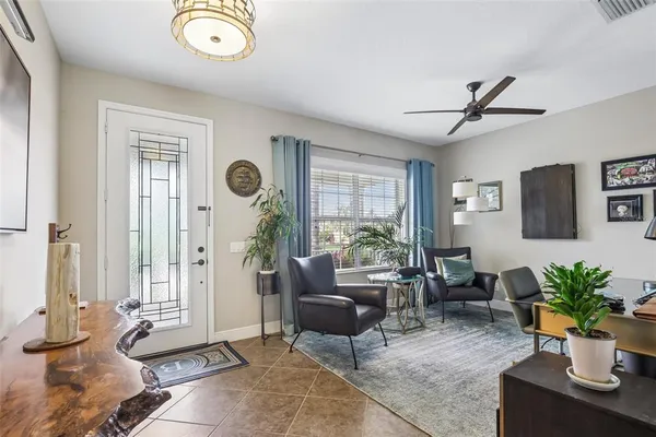 a living room with furniture