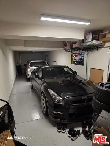 a car parked in a garage