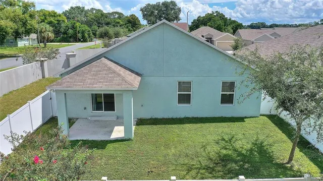 an aerial view of a house
