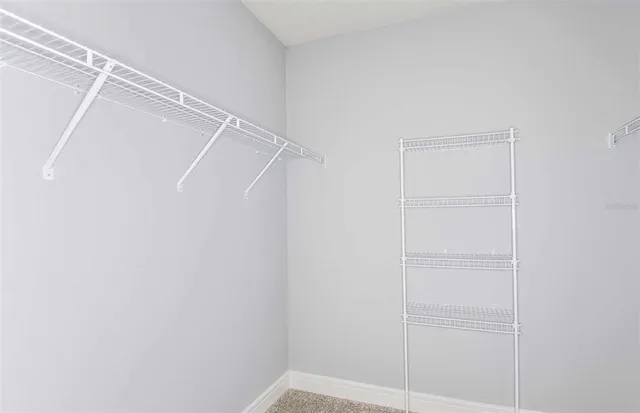 a view of a room with racks on the wall