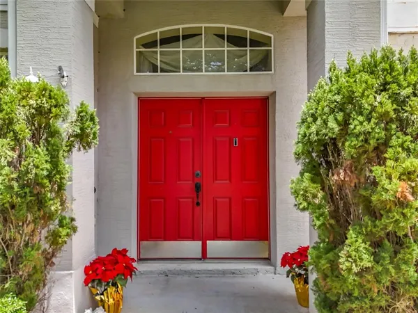 a house with red door