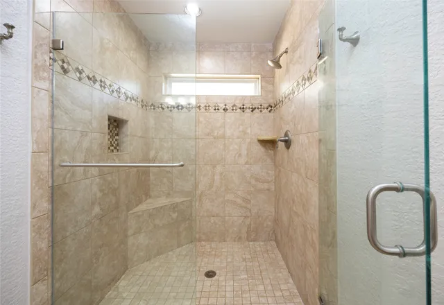 a bathroom with a shower