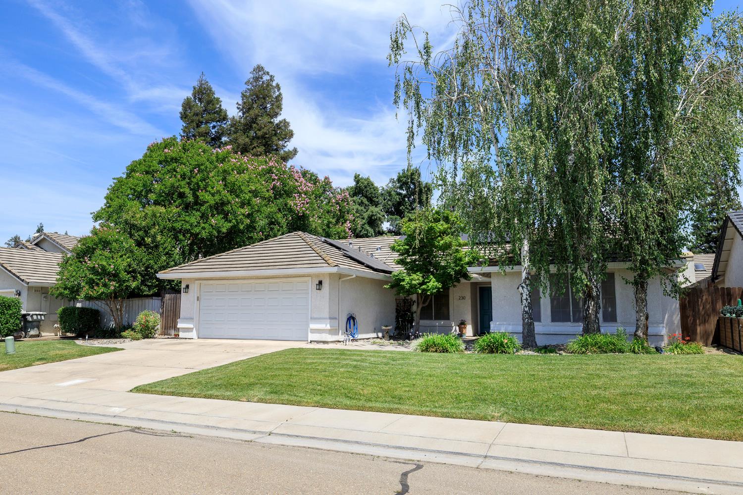 230 Meyenberg Avenue Ripon, CA 95366 - Photo 3 of 52 a front view of a house with a yard and garage
