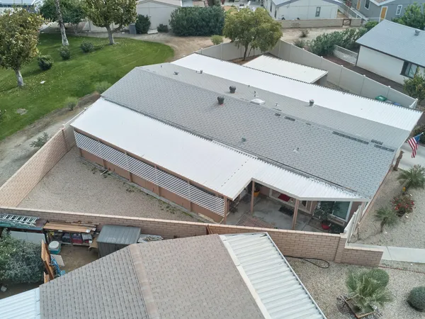 an aerial view of a house