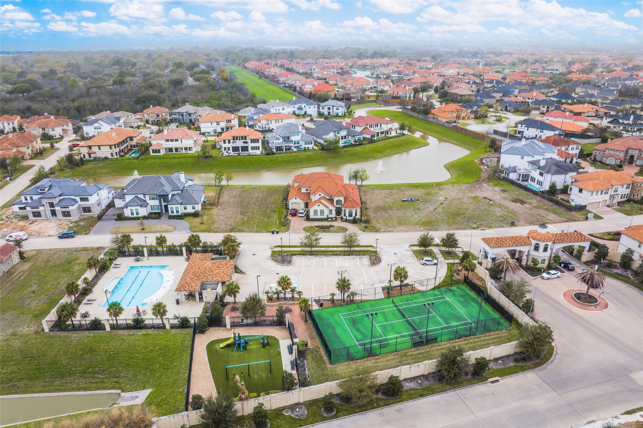 13611 Teal Bluff Lane Houston, TX 77077 - Photo 46 of 46 an aerial view of a city with lots of residential buildings lake and ocean view