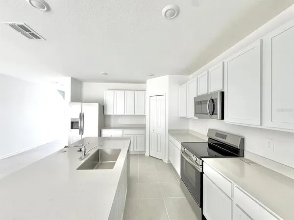 a kitchen that has a sink and a stove in it