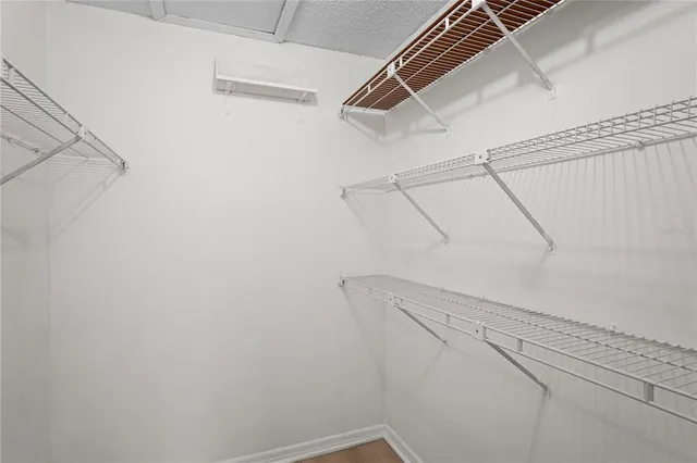 a view of small space with racks on the wall