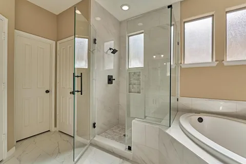 a view of backyard with green space