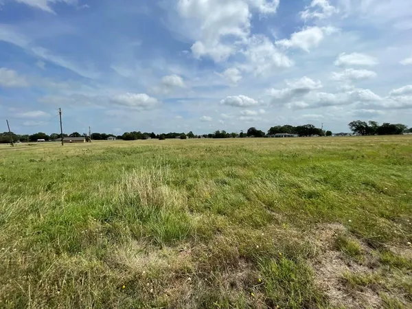 a view of a field with an trees