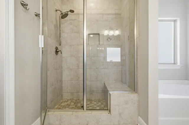 a bathroom with a shower