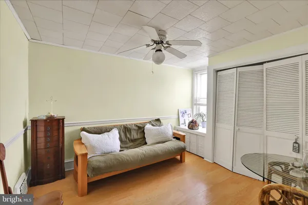 a workspace with furniture and window