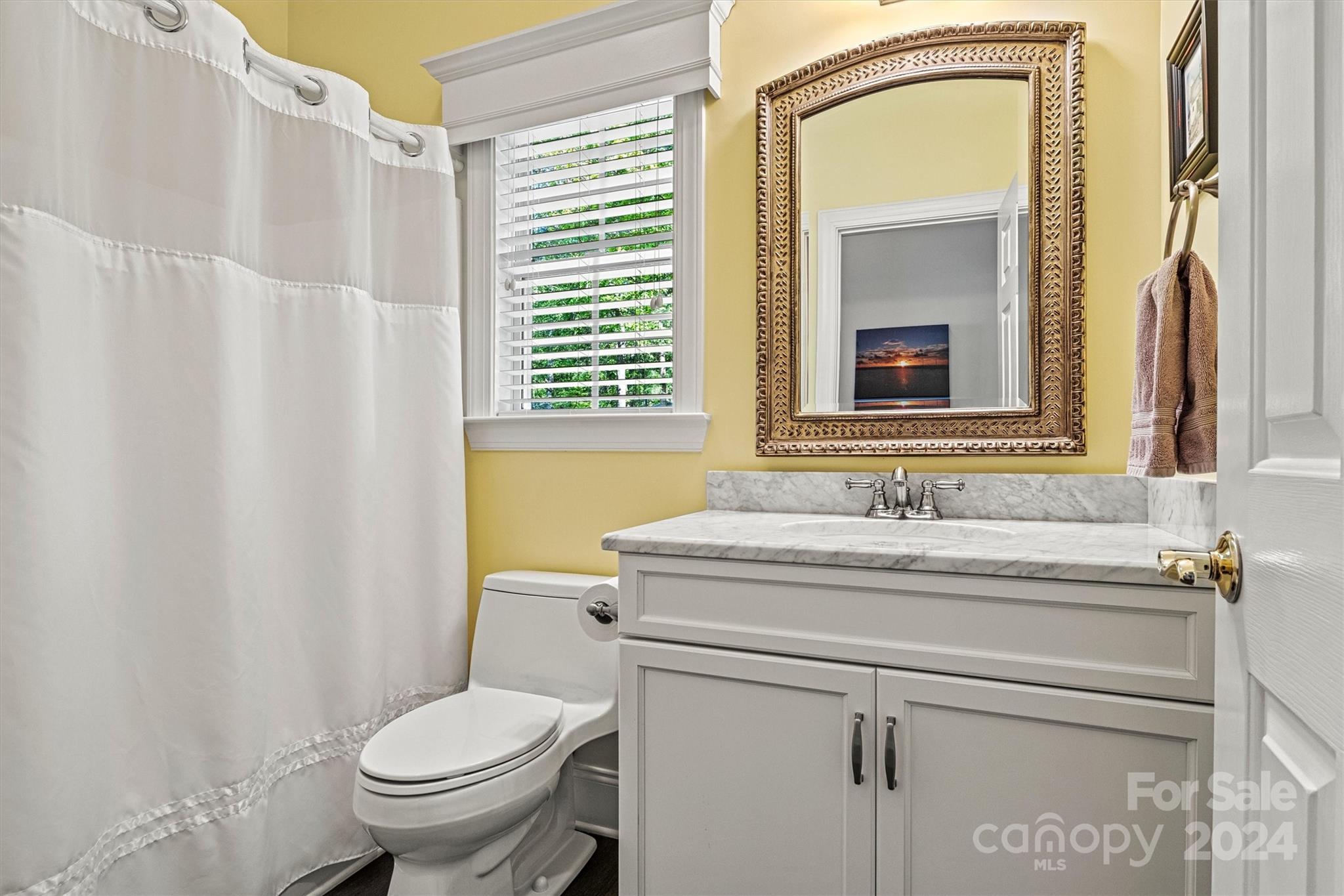 21329 Summerbrook Drive Cornelius, NC 28031 - Photo 30 of 46 a bathroom with a granite countertop sink toilet and mirror
