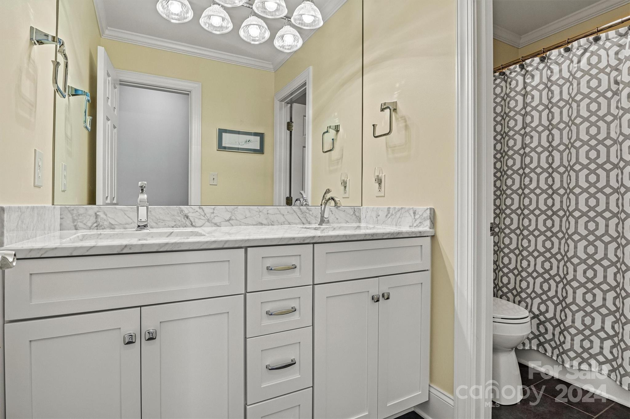 21329 Summerbrook Drive Cornelius, NC 28031 - Photo 36 of 46 a bathroom with a granite countertop sink toilet and shower