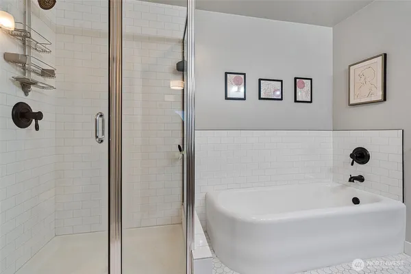 a bathroom with a bathtub