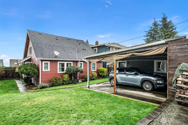 a house view with a garden space