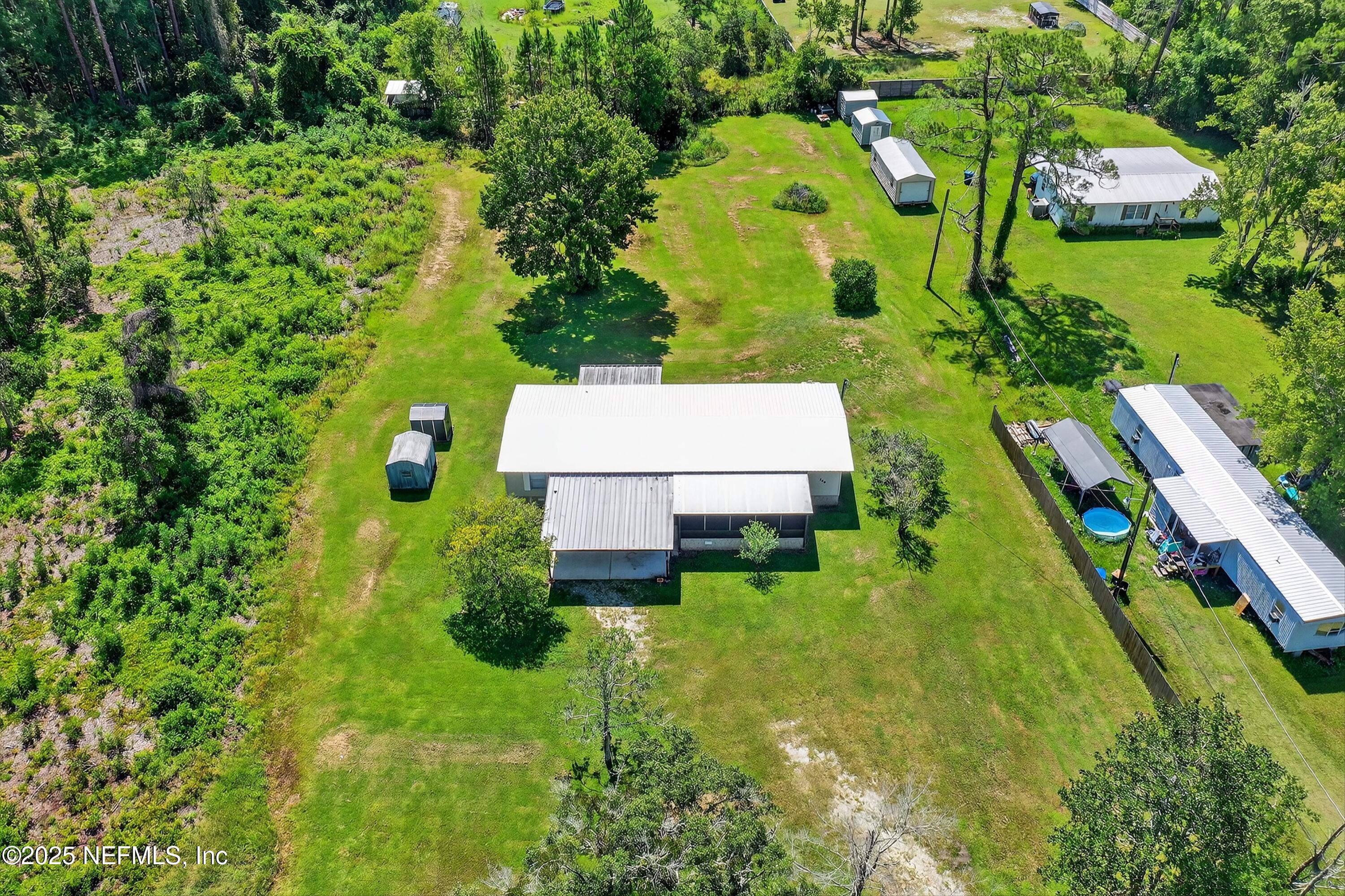 an aerial view of a house