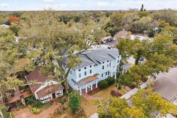 an aerial view of a house