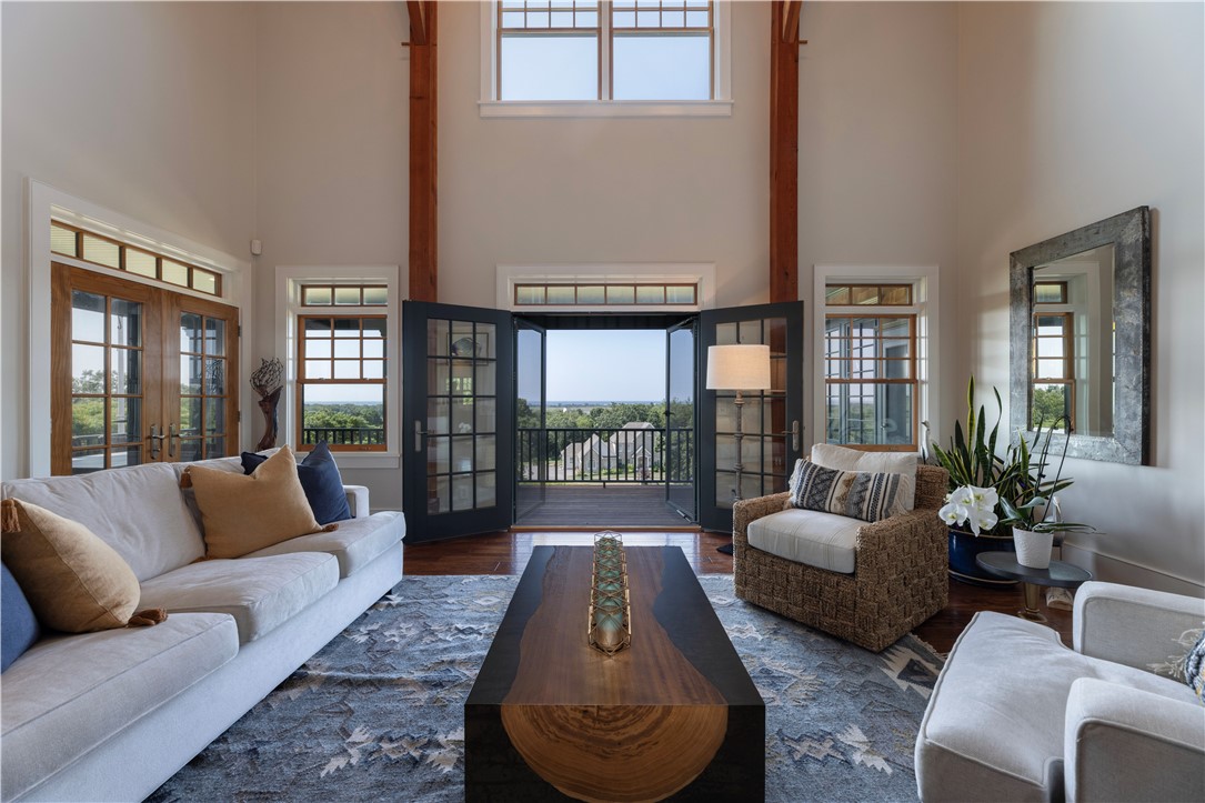 11 Bucks Trail Westerly, RI 02891 - Photo 6 of 50 Great room with dramatic ocean views. 30 ft ceilings with post and beam details.