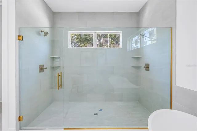 a bathroom with a shower