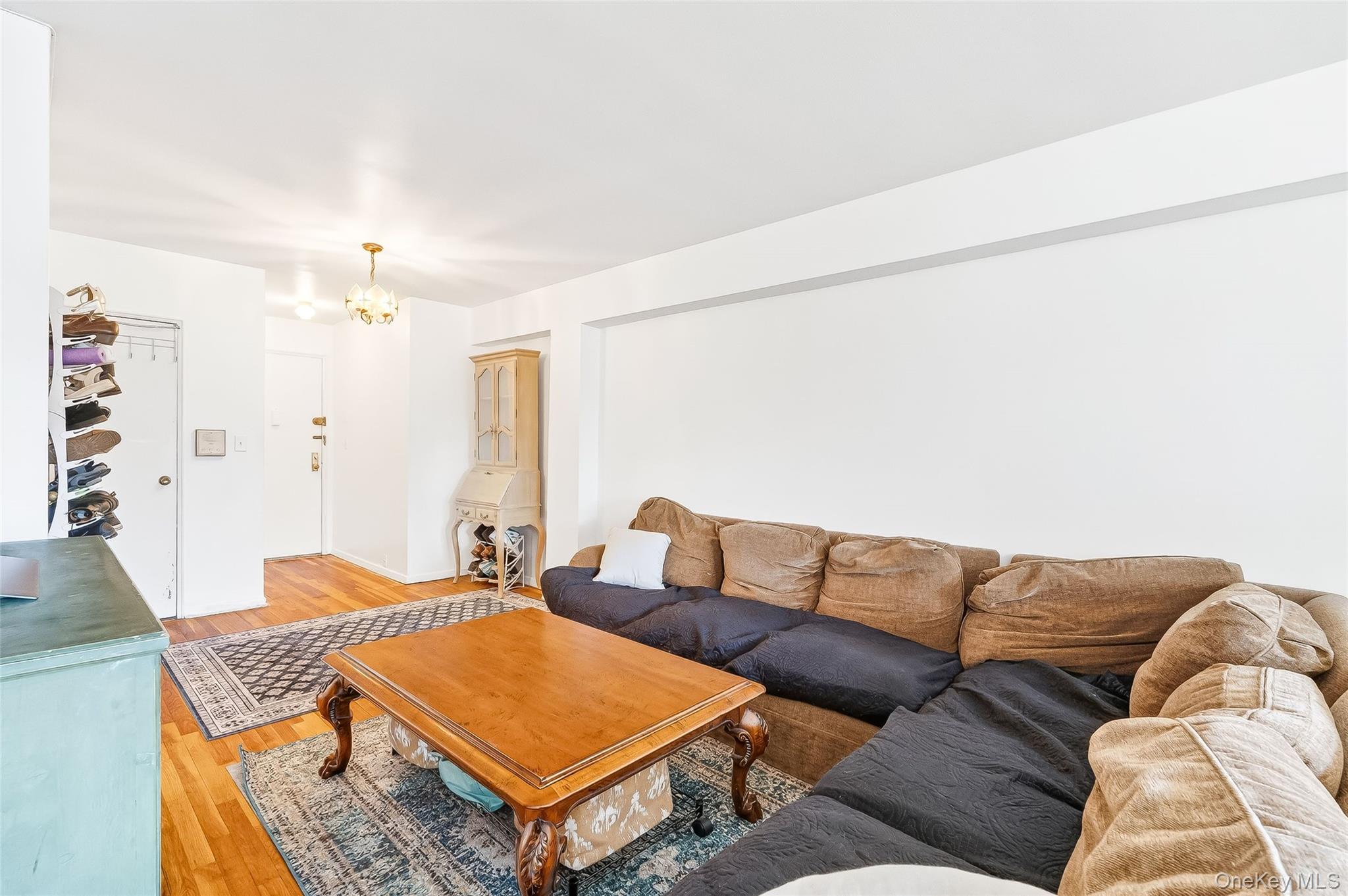 609 Palmer Road, Unit 5L Yonkers, NY 10701 - Photo 13 of 33 a living room with furniture a rug and a chandelier