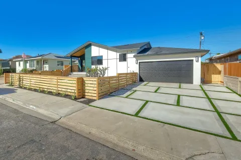 a house view with a garden space