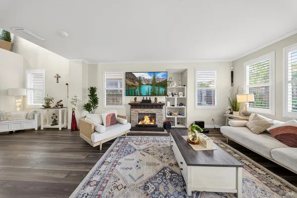 a living room with furniture and a couch