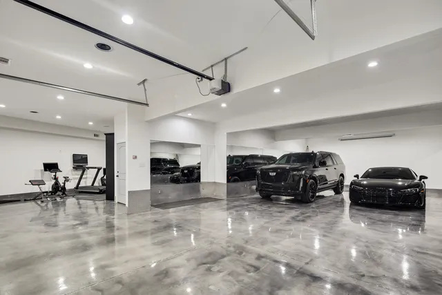 a car parked in a garage