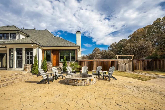 a view of a garden with a slide