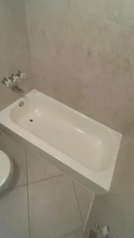 a bathroom with a bathtub