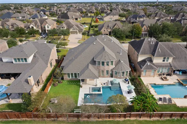 an aerial view of a house