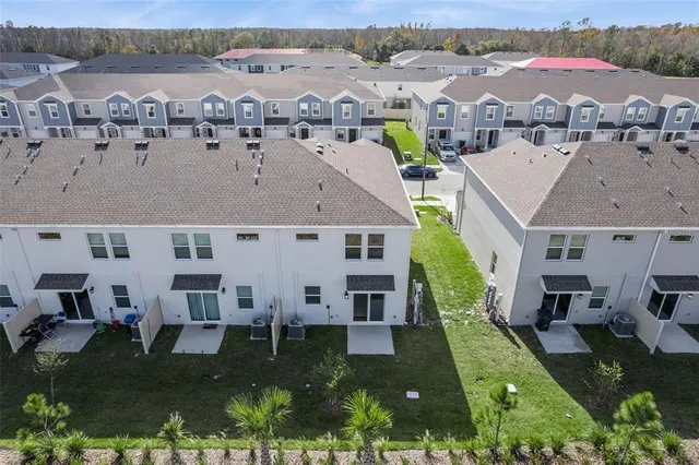 a view of a city in front of a building