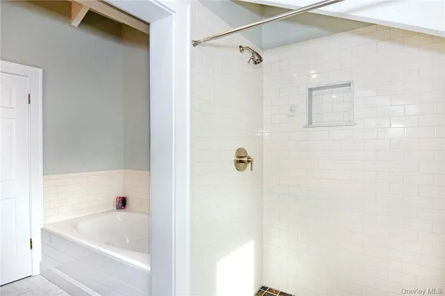 a bathroom with a bathtub
