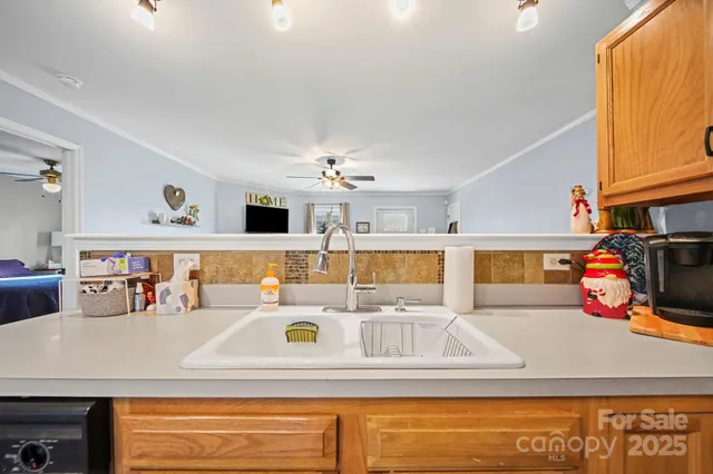 a view of kitchen with counter top space