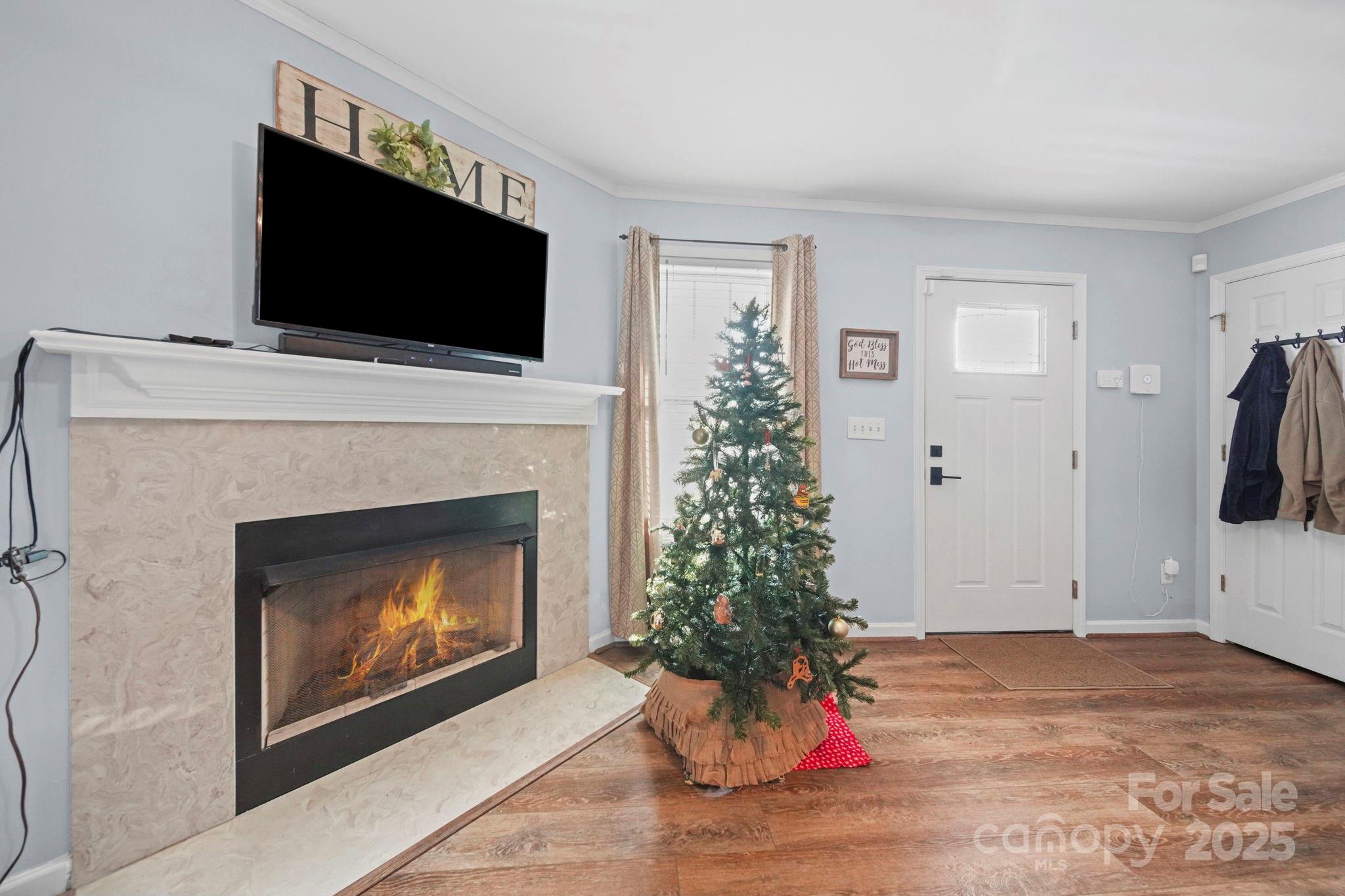 620 Pleasant Avenue Kannapolis, NC 28081 - Photo 3 of 24 a living room with a flat screen tv and a fireplace