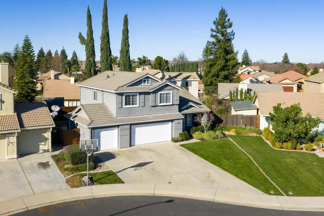 an aerial view of a house