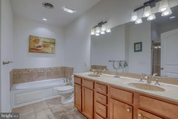 a bathroom with a sink a toilet and a bathtub