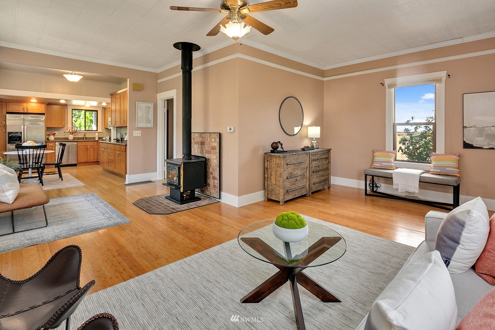 738 North 87th Street Seattle, WA 98103 - Photo 15 of 16 a living room with furniture a rug and white walls