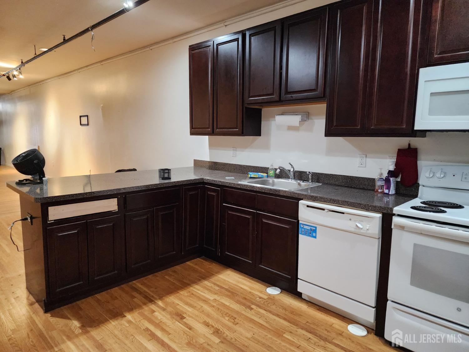 378 George Street, Unit 201 New Brunswick, NJ 08901 - Photo 3 of 10 a kitchen with stainless steel appliances granite countertop wooden cabinets and a sink